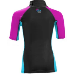 Sola Junior Short Sleeve Rashvest - Magenta/Turquoise -Sports Gear Store 2021 Sola Junior Short Sleeve Rashguard KIDS back pink blue