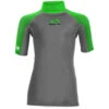 Sola Junior Short Sleeve Rashvest - Charcoal/Green -Sports Gear Store 2021 Sola Junior Short Sleeve Rashguard KIDS front flime grey