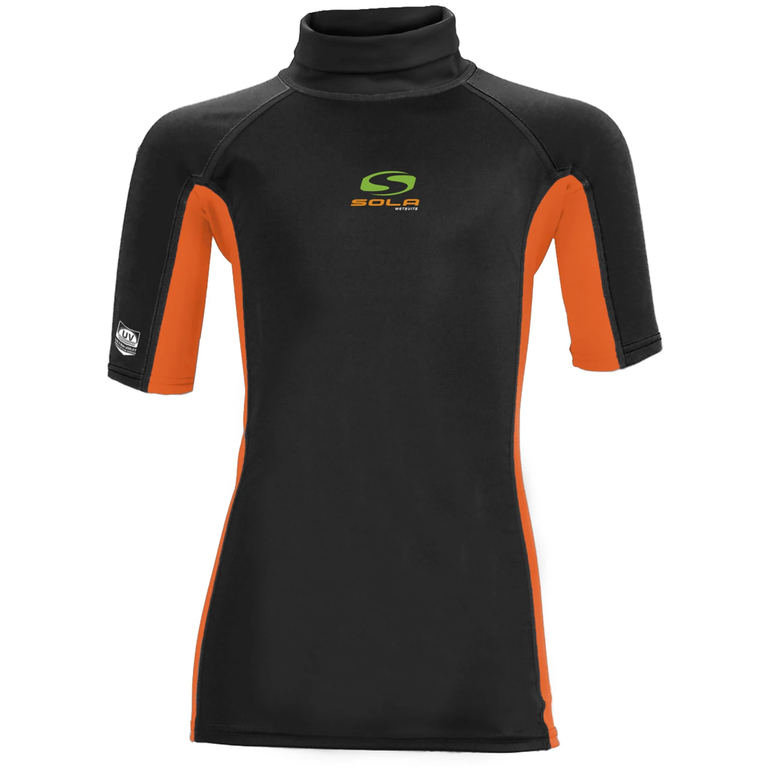 Sola Junior Short Sleeve Rashvest - Black/Orange 3 Sola Junior Short Sleeve Rashvest - Black/Orange