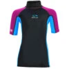 Sola Junior Short Sleeve Rashvest - Magenta/Turquoise -Sports Gear Store 2021 Sola Junior Short Sleeve Rashguard KIDS front pink blue