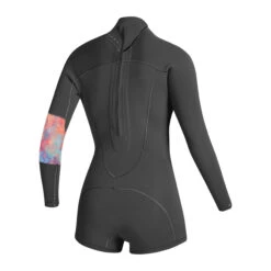 Mystic Womens Lunar 2/2mm Back-Zip Longarm Shorty Wetsuit - Dark Grey -Sports Gear Store 2022 Mystic Womens Lunar Long Arm Shorty Wetsuit Grey 2