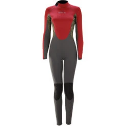 Sola Womens H20 4/3mm Back-Zip Wetsuit - Burgundy/Leaf Print