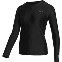 Mystic Womens Jayde Long-Sleeve Zip-Up Rashvest - Black