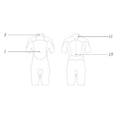 Mystic Kids Star 3/2mm Back-Zip Flatlock Shorty Wetsuit - Navy -Sports Gear Store 35400.180062 410 Outline Diagram