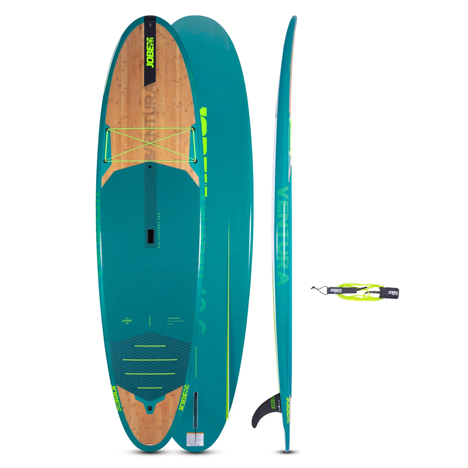 Jobe Ventura 10.6 Bamboo SUP Board - Teal 3 Jobe Ventura 10.6 Bamboo SUP Board - Teal