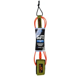 Sola 5ft 6inch X 5mm Competition Surfboard Leash - Orange/Khaki